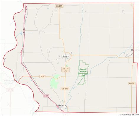 Map of Fremont County, Iowa