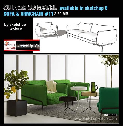 Free sketchup 3d model armchairs & sofa #11 - tutorial sketchup