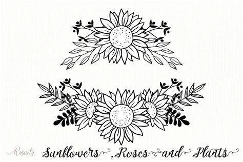 Silhouette Svg File Sunflower Svg Black And White | Free SVG Cut Files ...