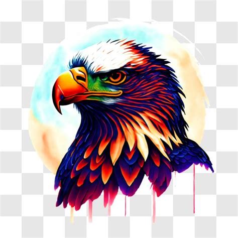 Download Vibrant Painting of an Eagle's Head with Sharp Beak and Piercing Eyes PNG Online ...