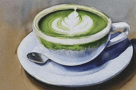 Vintage Matcha Latte Painting, Matcha Latte, Cafe, Vintage Painting Background Image And ...