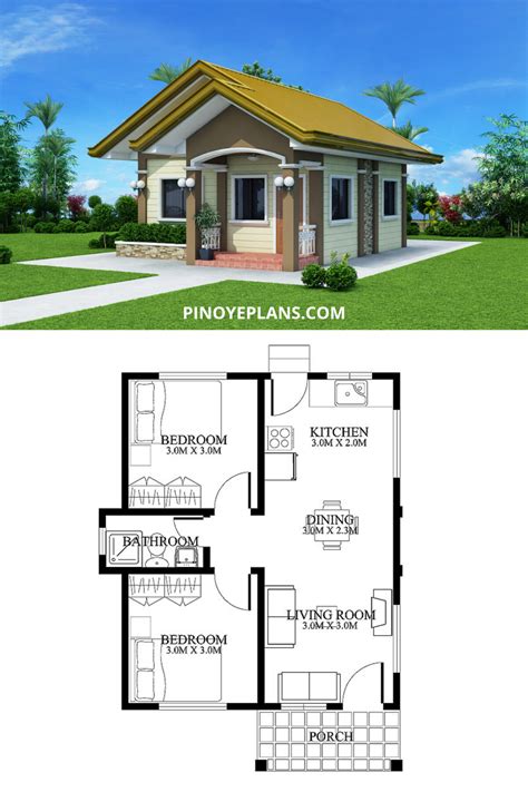 Small House Design with 2 bedrooms | Small house design plans, Building house plans designs ...