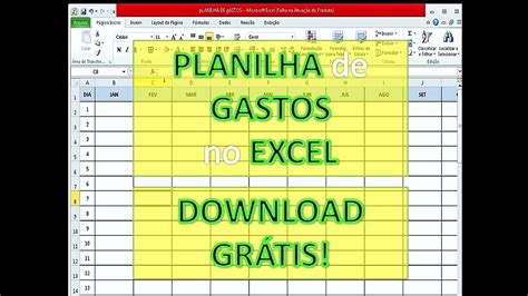 PLANILHA de GASTOS MENSAIS No EXCEL Para DOWNLOAD GRÁTIS - YouTube