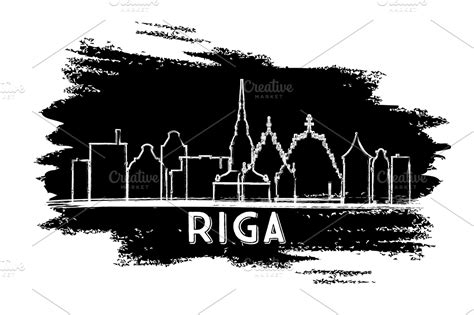 Riga Latvia Skyline Silhouette. | Work Illustrations ~ Creative Market