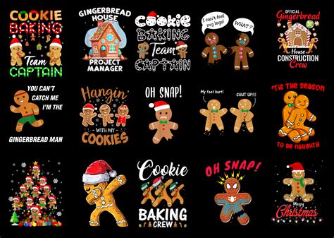 15 Gingerbread Christmas Shirt Designs Bundle For Commercial Use Part 3, Gingerbread Christmas T ...