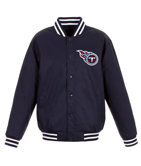 Full-Snap Varsity Tennessee Titans Navy Blue Wool Jacket - Jackets Expert