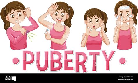 Puberty Girls Cartoon Character illustration Stock Vector Image & Art ...