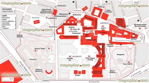 Vienna top tourist attractions map - Hofburg Palace interactive map - Printable detailed travel ...