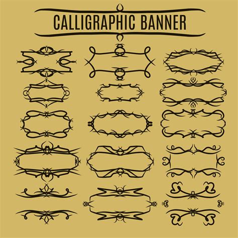 set of abstract calligraphy ornament banner for web or print vector ...