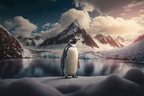 Penguin in Antarctica. stock illustration. Illustration of panorama ...