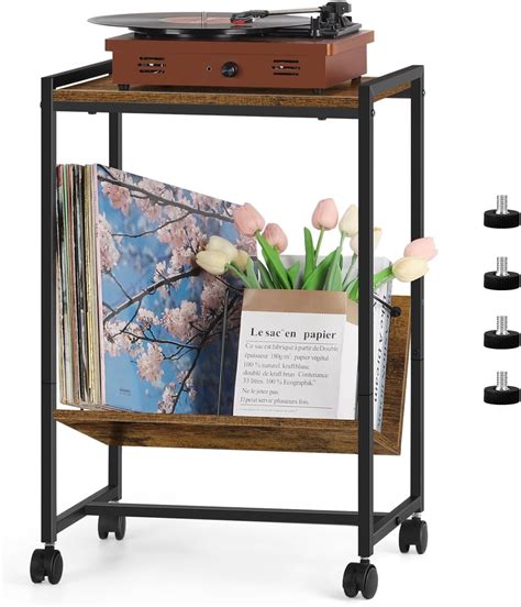 smusei Record Player Stand Industrial Record Player Table with Album ...