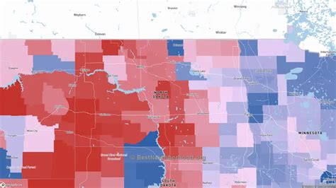 North Dakota Political Map – Democrat & Republican Areas in North ...