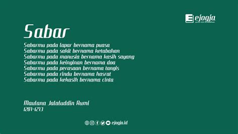 Quotes Pendidikan Sabar Maulana Jalaluddin Rumi | ejogja ID