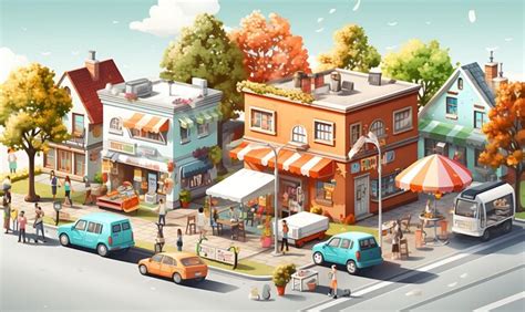 Premium AI Image | Isometric of Suburban Neighborhood Street Peaceful ...