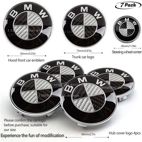 Buy 7pcs BMW Black and White Carbon Fiber Emblem,BMW Wheel Center Caps ...