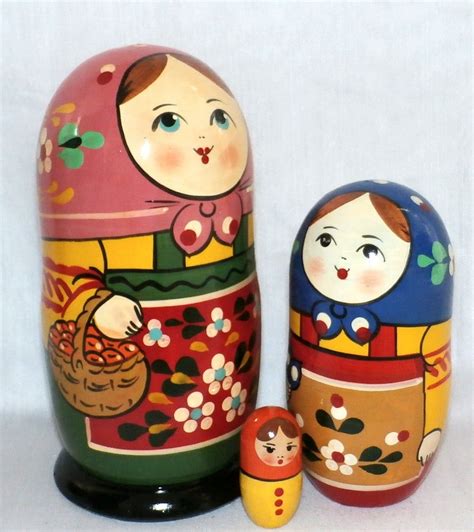 Village 5 Set Babushka Large (pink Scarf) Babushka Matryoshka Nesting Doll Babooshki Babushkas ...