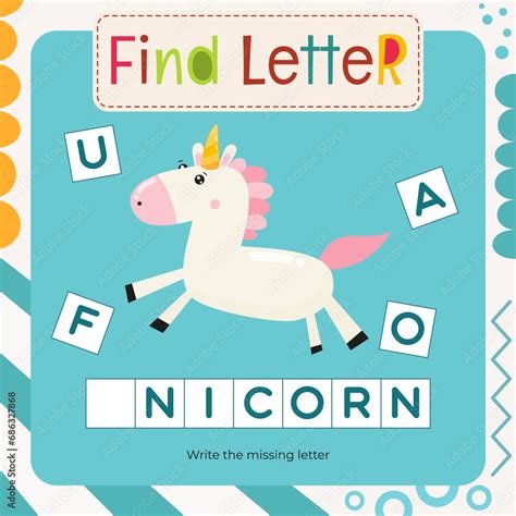 Word activities for Letter Tracing Book. Kids game Find letter – Write missing letter for U ...