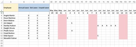 How to Create A Yearly Leave Record for Employees in Excel - The Easy Way | MyExcelOnline