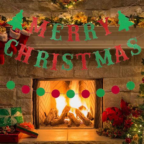 2024 Christmas Decorations Letters Pull Flag Diy Window Fireplace Scene ...