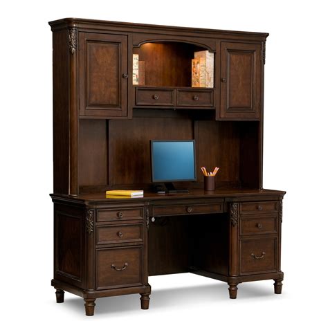 Ashland Credenza Desk with Hutch - Cherry | American Signature Furniture