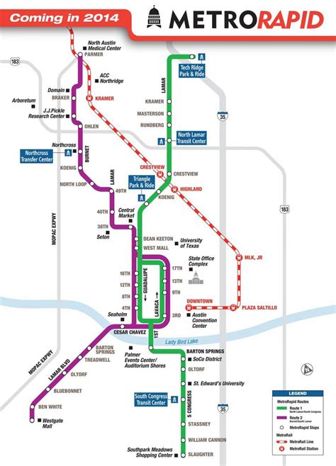 Austin metro rail map - Metro rail Austin map (Texas - USA)