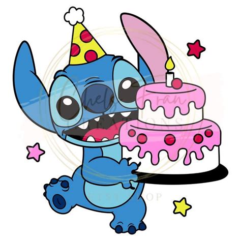 Cute Birthday Cake Stitch DXF SVG PNG Eps Files - Etsy