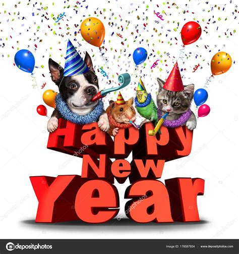 Happy New Year Cute Animals Stock Illustration by ©lightsource #178587854