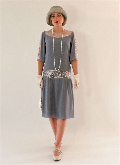 Grey Great Gatsby dress with elbow-length sleeves, 1920s dress, flapper costume, Charleston ...