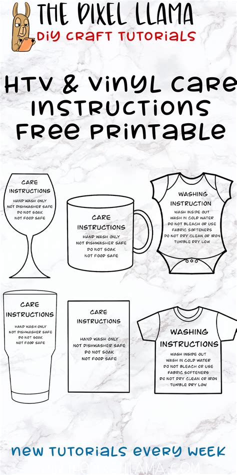 HTV & Vinyl Care Instructions Free Printable | Cricut free, Cricut craft room, Cricut tutorials