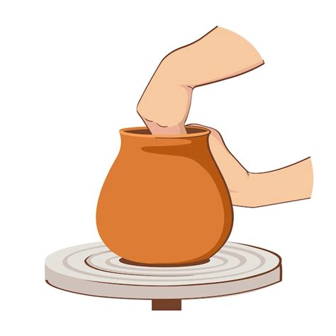 Premium Vector | Pottery wheel Pottery workshop A potter sculpts a clay pot on a potters wheel