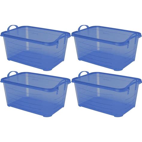 Blue Closet Organization and Storage Box Container, 55 Qt. (4-Pack) 4 x CS-50TB - The Home Depot