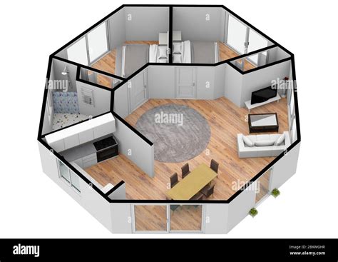 3d floor plan top view. Set of ground floor blueprints. Floor plans for real estate ...