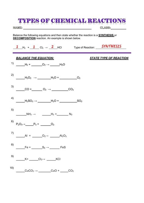 Free synthesis reaction worksheet, Download Free synthesis reaction ...