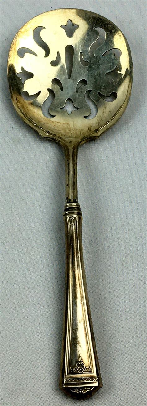 Lot - Vintage Pierced Serving Spoon w/ Sterling Silver Handle