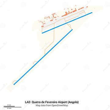 Map of Quatro De Fevereiro Airport. IATA-code LAD Stock Illustration ...