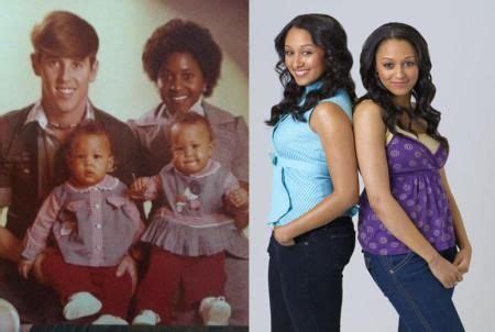 Television: Tia and Tamara , with parents. Then all grown up ...