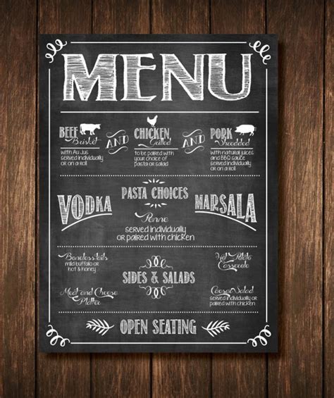 Chalkboard Buffet Menu Sign Custom Digital Copy | Etsy