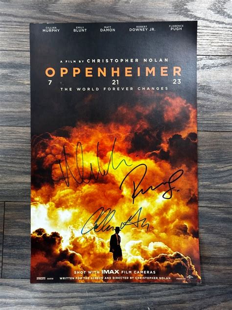 OPPENHEIMER Movie Poster Signed by 3 Castmembers COA Authenticated ...