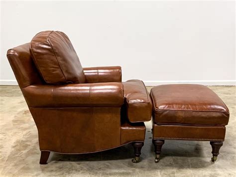 Sold Price: LEE INDUSTRIES, BROWN LEATHER ARMCHAIR & OTTOMAN - June 4 ...