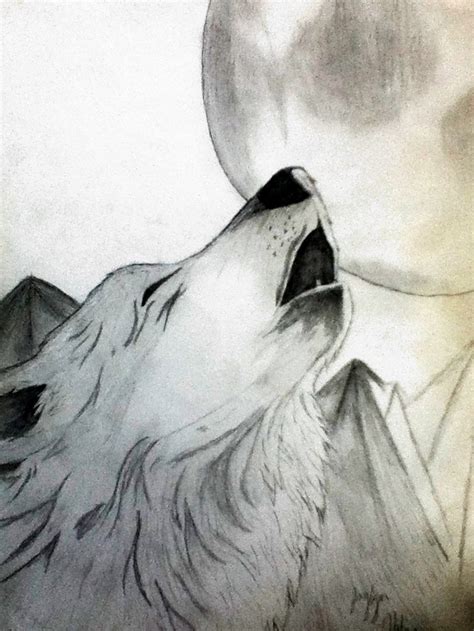 Wolf Howling At Moon Drawing at GetDrawings | Free download