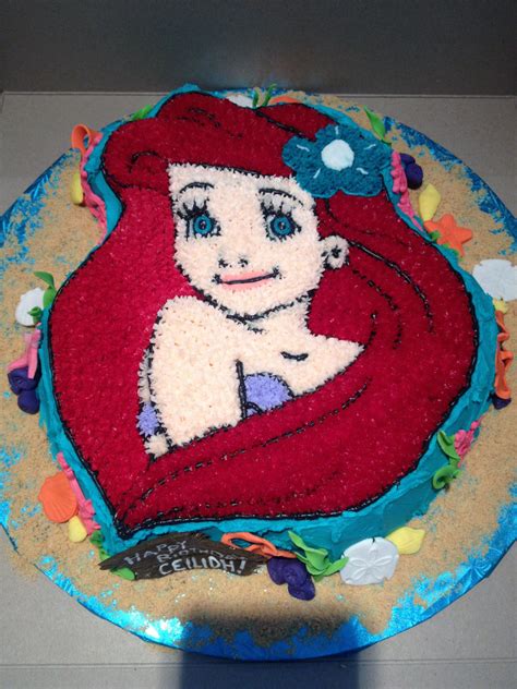 Ariel littler mermaid shaped cake (Wilton pan) with fondant seaweed ...