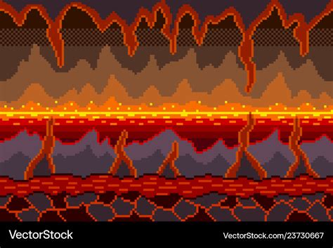 Pixel art hell seamless background detailed Vector Image