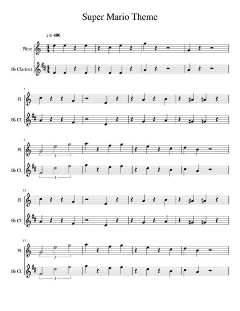 Super Mario Theme | Clarinet sheet music, Trumpet sheet music, Flute ...