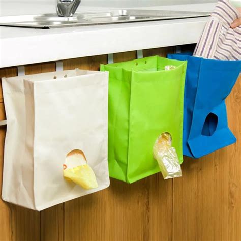 Plastic Organizer Breathable Mesh Garbage Bags Kitchen Hanging Storage ...