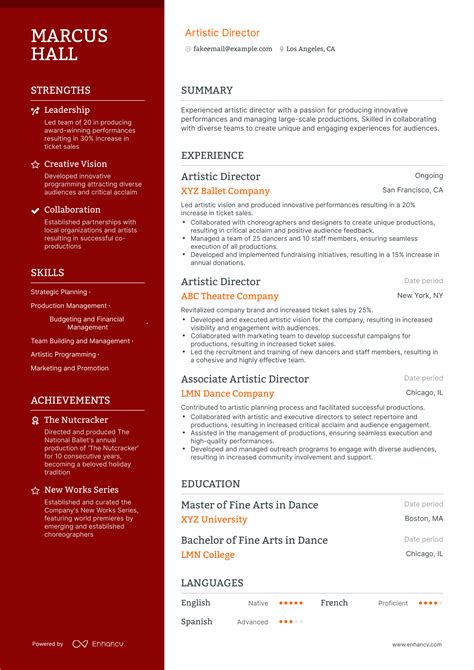 5 Artistic Director Resume Examples & Guide for 2023