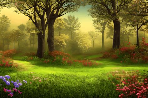 Spring Forest Scenery Landscape Background · Creative Fabrica