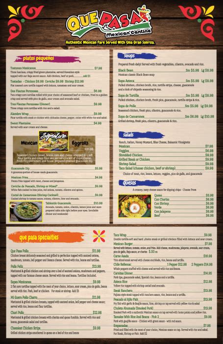 Que Pasa Menu – Que Pasa Mexican Restaurant