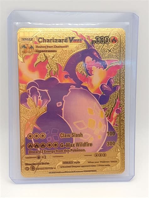 Mavin | Shiny Black Charizard VMAX GOLD METAL CARD NM CARD