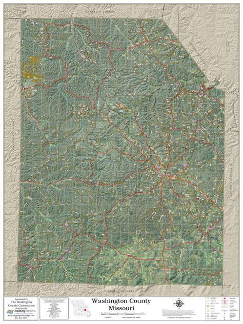 Washington County Missouri 2020 Aerial Wall Map | Mapping Solutions