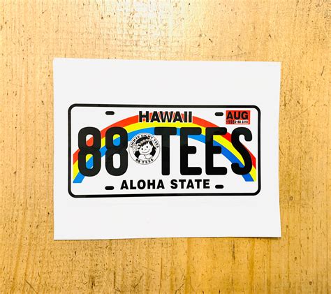 ALOHA STATE LICENSE PLATE STICKER (LARGE) – 88 Tees - Honolulu, Hawaii